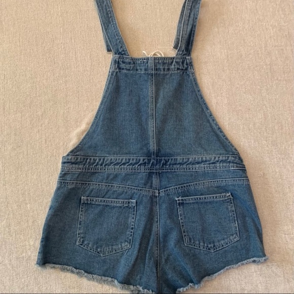 Forever 21 lace up denim overall jean frayed shorts 29 festival wear - Picture 5 of 6